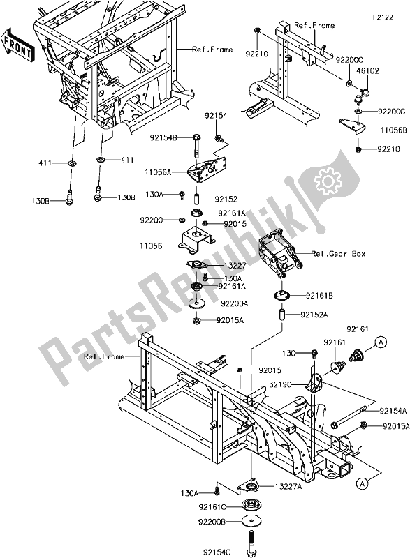 Todas as partes de 29 Engine Mount do Kawasaki KAF 820 Mule PRO FXT 2018