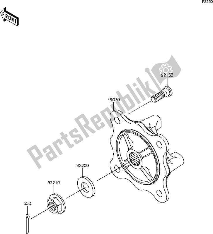 All parts for the 37 Front Hubs/brakes of the Kawasaki KAF 820 Mule PRO FXT 2018