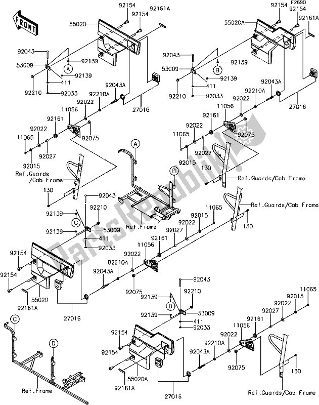 Alle onderdelen voor de 52 Door van de Kawasaki KAF 820 Mule PRO FXT 2018