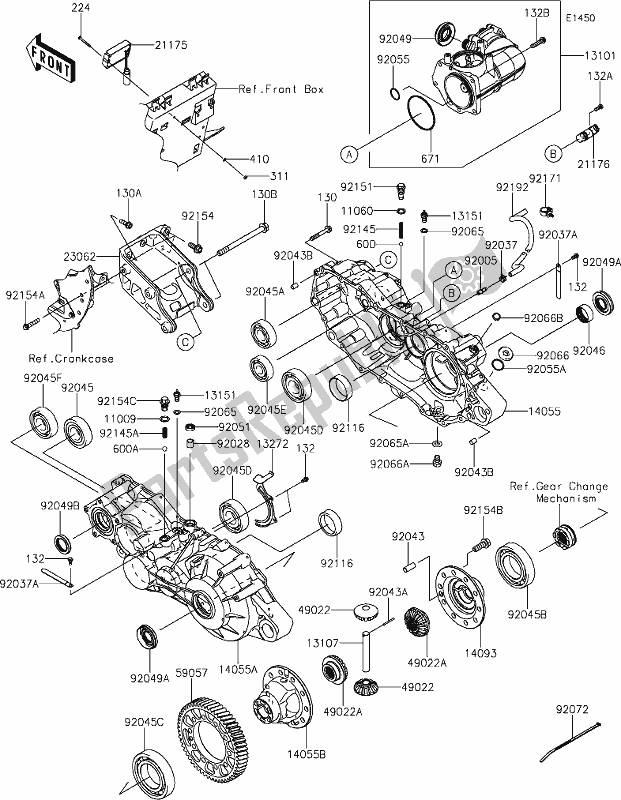 Tutte le parti per il 15-1gear Box del Kawasaki KAF 820 Mule Pro-fxt 2020