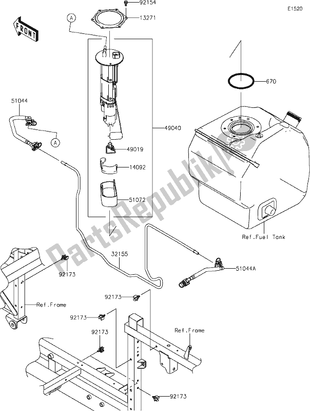 All parts for the 16 Fuel Pump of the Kawasaki KAF 820 Mule Pro-fxt 2020