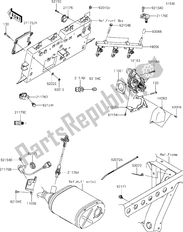 Todas as partes de 17 Fuel Injection do Kawasaki KAF 820 Mule Pro-fxt 2020