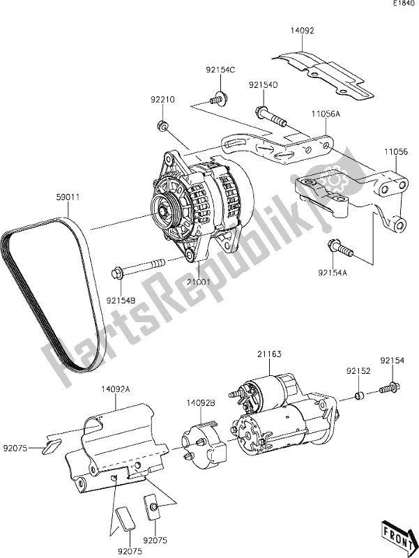 All parts for the 22 Starter Motor of the Kawasaki KAF 820 Mule Pro-fxt 2020