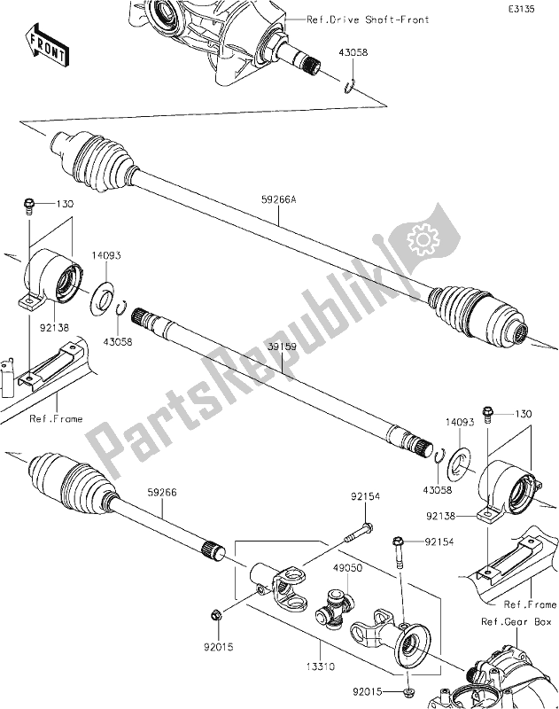 Tutte le parti per il 25 Drive Shaft-propeller del Kawasaki KAF 820 Mule Pro-fxt 2020