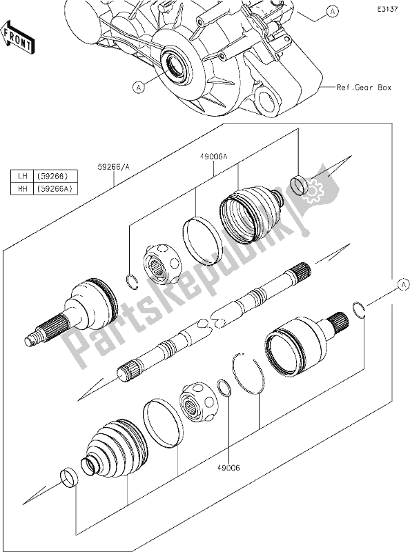 Tutte le parti per il 27 Drive Shaft-rear del Kawasaki KAF 820 Mule Pro-fxt 2020