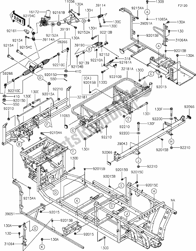 All parts for the 29 Frame of the Kawasaki KAF 820 Mule Pro-fxt 2020