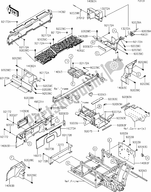 All parts for the 32-1frame Fittings(rear) of the Kawasaki KAF 820 Mule Pro-fxt 2020