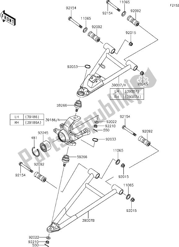 Tutte le parti per il 34 Front Suspension del Kawasaki KAF 820 Mule Pro-fxt 2020