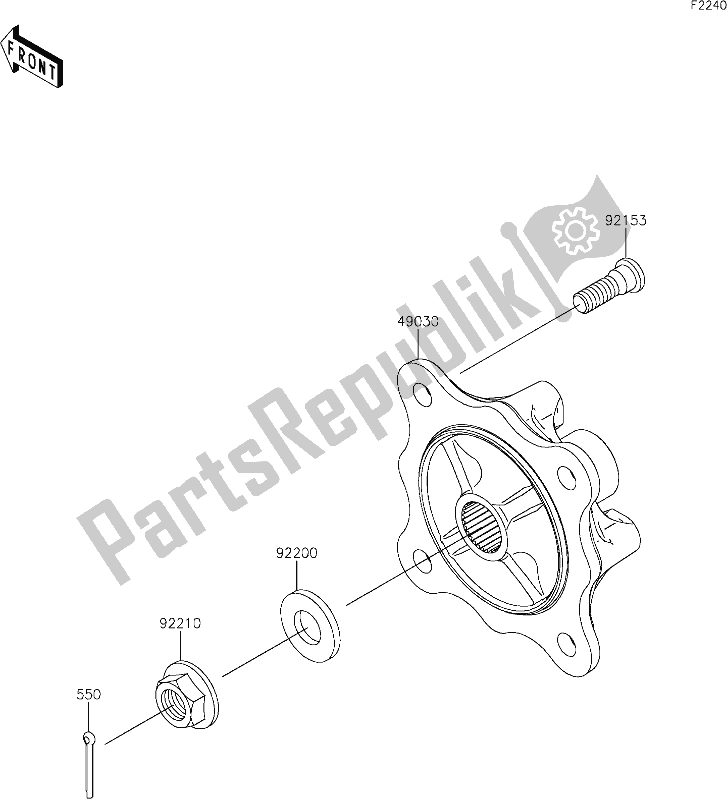 Tutte le parti per il 39 Rear Hubs/brakes del Kawasaki KAF 820 Mule Pro-fxt 2020