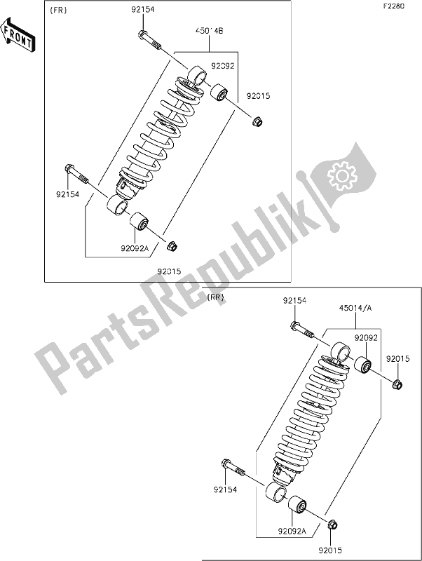 All parts for the 42 Shock Absorber(s) of the Kawasaki KAF 820 Mule Pro-fxt 2020