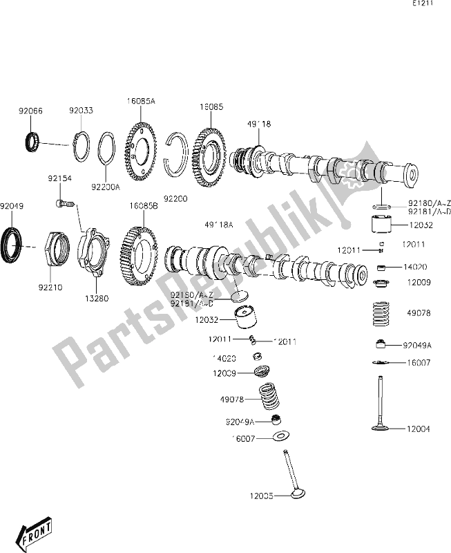 All parts for the 5-1 Valve(s)/camshaft(s) of the Kawasaki KAF 820 Mule Pro-fxt 2020