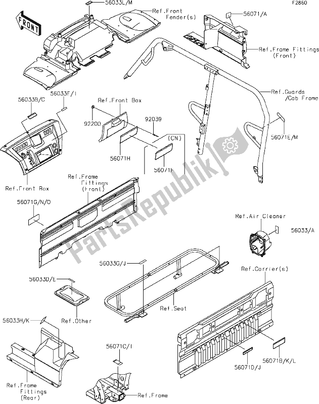 Toutes les pièces pour le 61-1labels du Kawasaki KAF 820 Mule Pro-fxt 2020