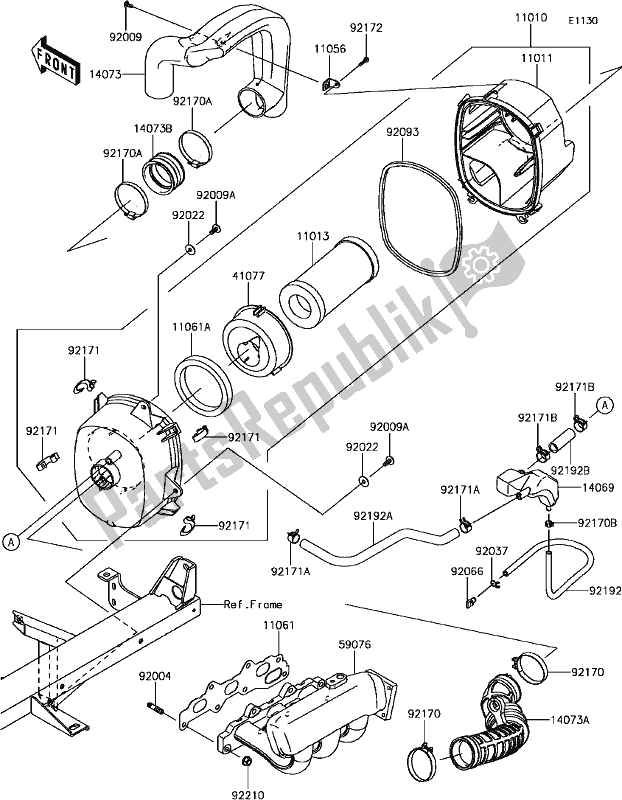 All parts for the B-5 Air Cleaner of the Kawasaki KAF 820 Mule Pro-fxt EPS LE 2017