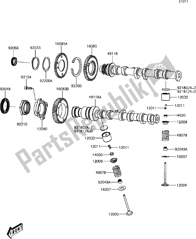 All parts for the B-7 Valve(s)/camshaft(s)(1/2) of the Kawasaki KAF 820 Mule Pro-fxt EPS LE 2017