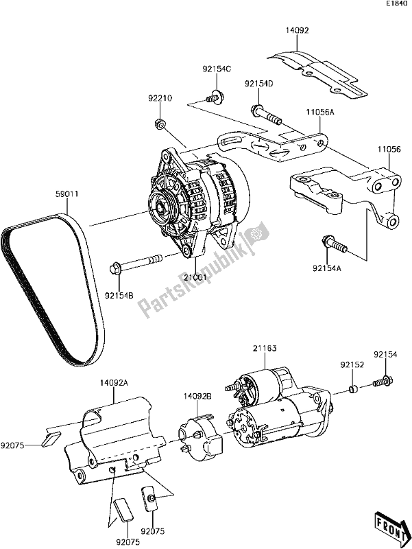 Alle onderdelen voor de C-12starter Motor van de Kawasaki KAF 820 Mule Pro-fxt EPS LE 2017