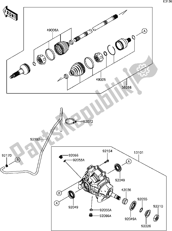 Toutes les pièces pour le D-4 Drive Shaft-front du Kawasaki KAF 820 Mule Pro-fxt EPS LE 2017