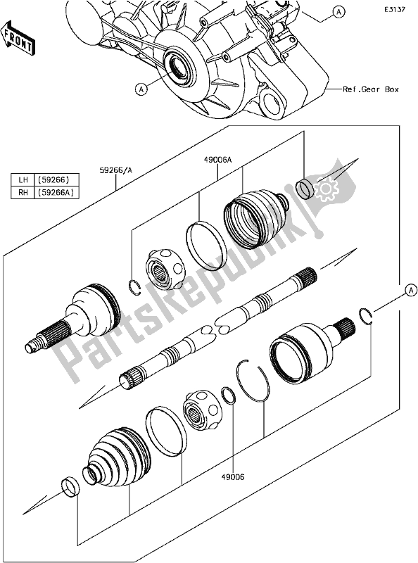 Toutes les pièces pour le D-5 Drive Shaft-rear du Kawasaki KAF 820 Mule Pro-fxt EPS LE 2017