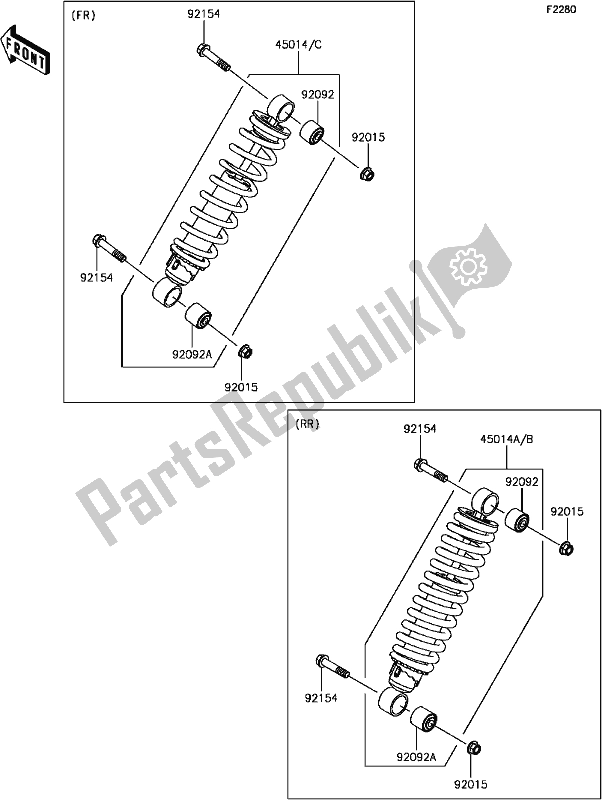 All parts for the F-5 Shock Absorber(s) of the Kawasaki KAF 820 Mule Pro-fxt EPS LE 2017