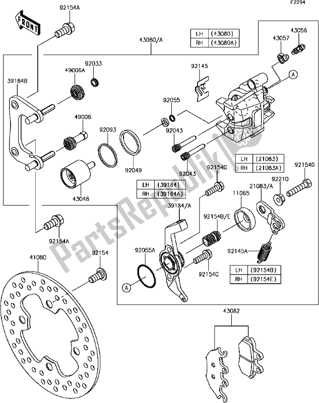 Tutte le parti per il F-7 Rear Brake del Kawasaki KAF 820 Mule Pro-fxt EPS LE 2017