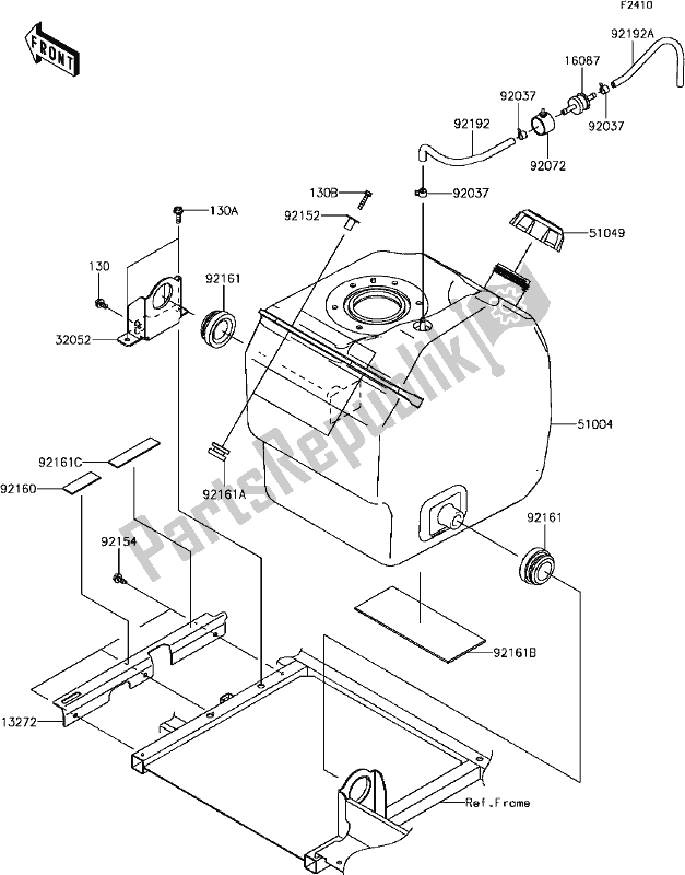 Alle onderdelen voor de F-9 Fuel Tank van de Kawasaki KAF 820 Mule Pro-fxt EPS LE 2017