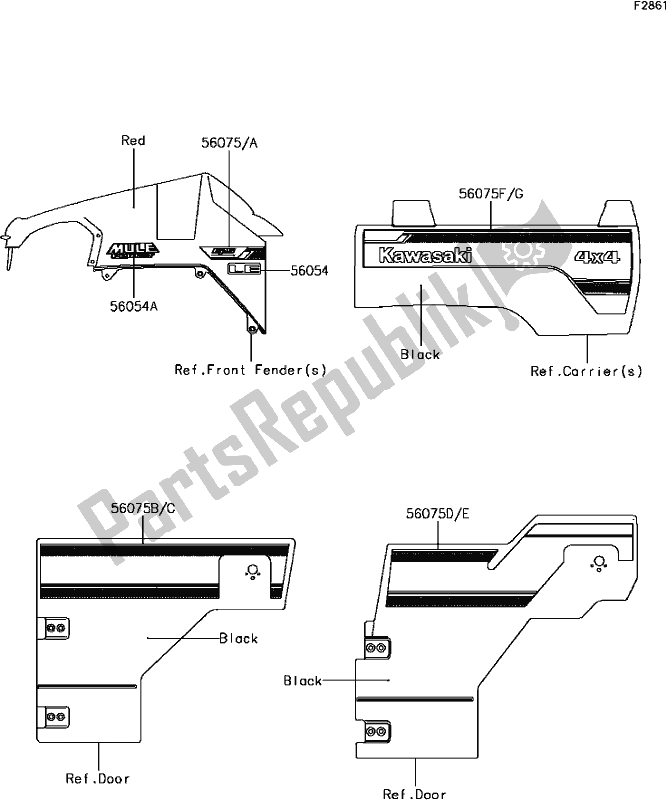 All parts for the G-14decals of the Kawasaki KAF 820 Mule Pro-fxt EPS LE 2017