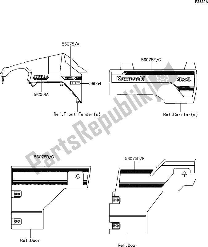 Todas las partes para H-3 Decals de Kawasaki KAF 820 Mule Pro-fxt EPS LE 2017