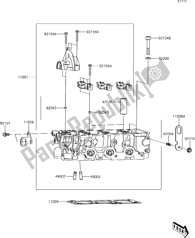 Todas las partes para 1 Cylinder Head de Kawasaki KAF 820 Mule Pro-fxt LE 2019