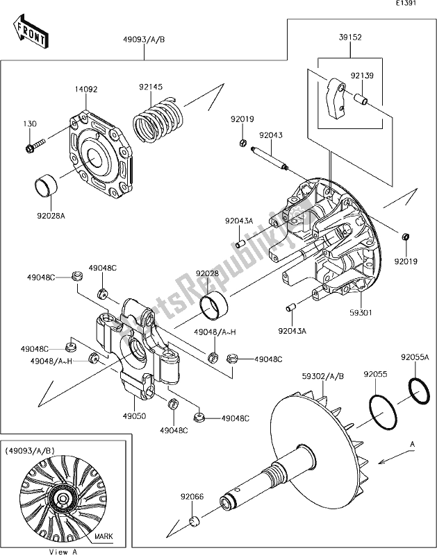 All parts for the 10 Drive Converter of the Kawasaki KAF 820 Mule Pro-fxt LE 2019