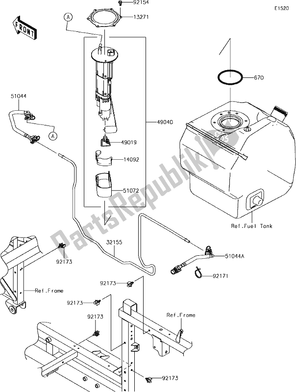 Alle onderdelen voor de 16 Fuel Pump van de Kawasaki KAF 820 Mule Pro-fxt LE 2019