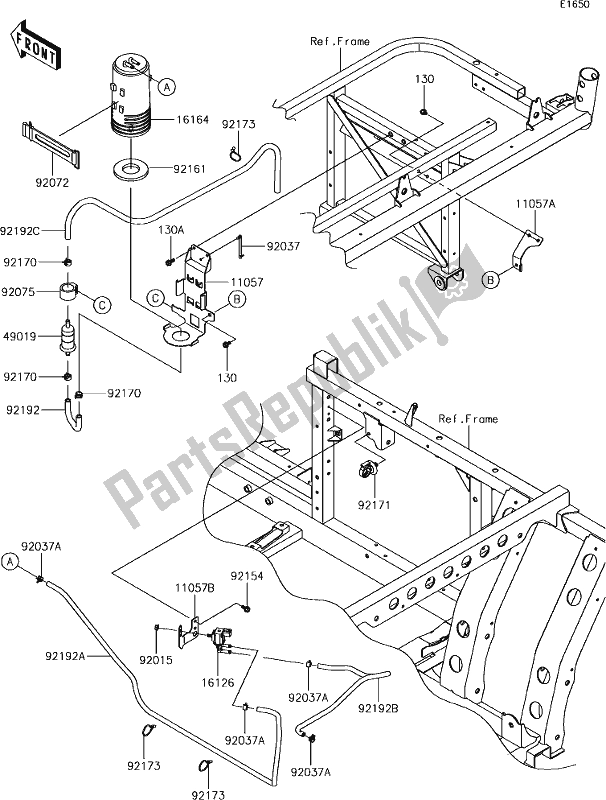 All parts for the 18 Fuel Evaporative System(ca) of the Kawasaki KAF 820 Mule Pro-fxt LE 2019