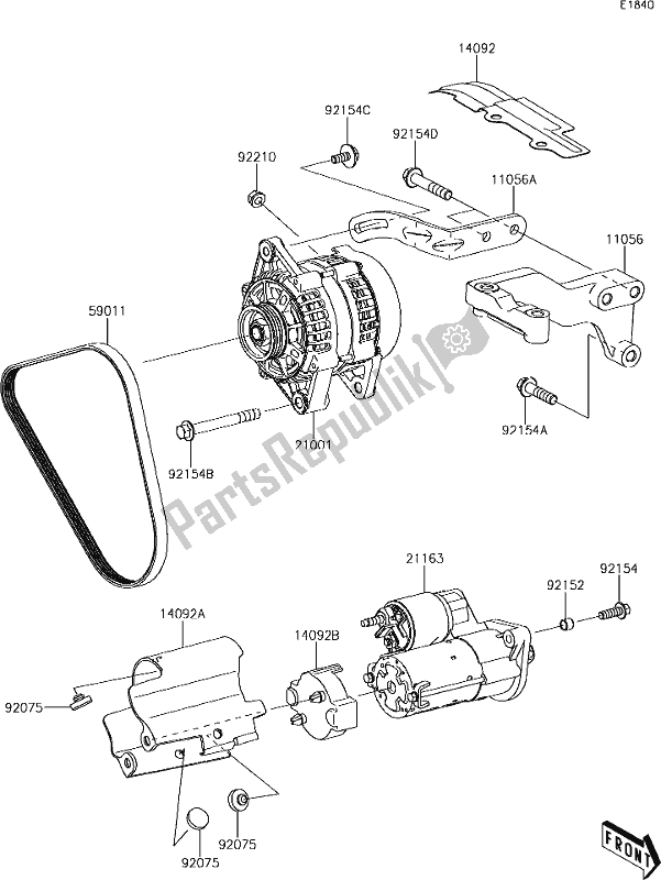 All parts for the 21 Starter Motor of the Kawasaki KAF 820 Mule Pro-fxt LE 2019