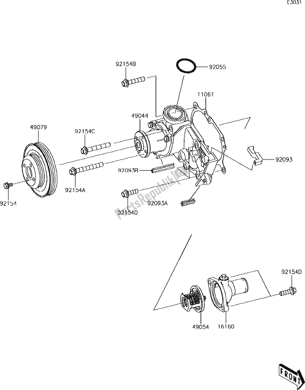 Tutte le parti per il 22 Water Pump del Kawasaki KAF 820 Mule Pro-fxt LE 2019