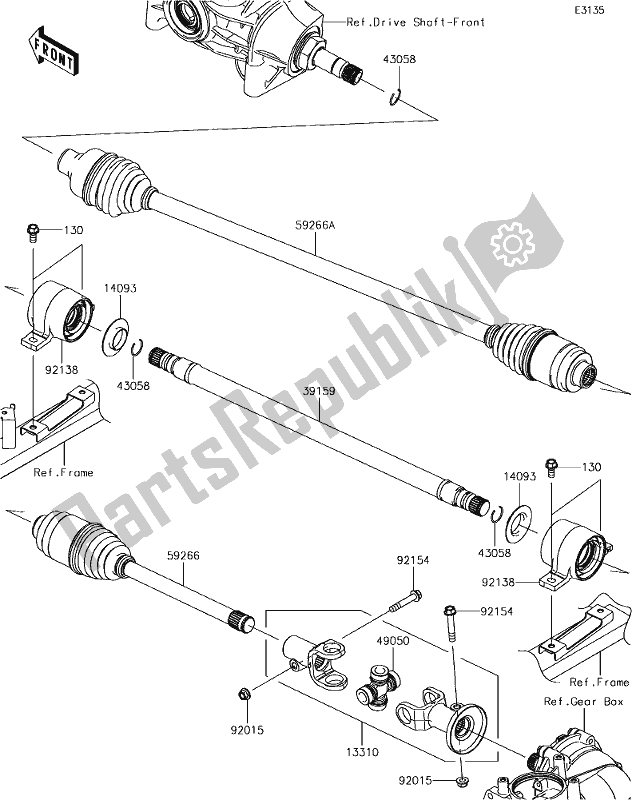 All parts for the 24 Drive Shaft-propeller of the Kawasaki KAF 820 Mule Pro-fxt LE 2019