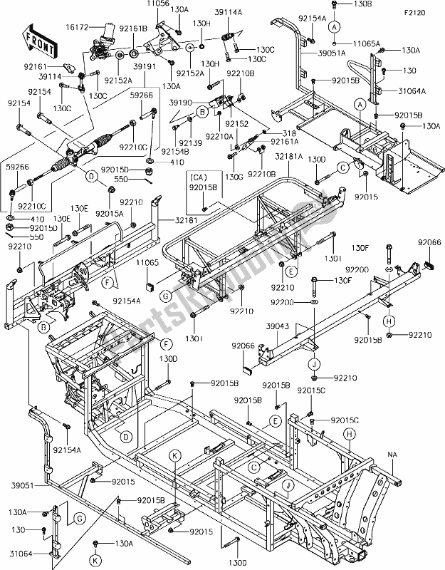 All parts for the 28 Frame of the Kawasaki KAF 820 Mule Pro-fxt LE 2019