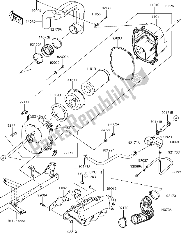 All parts for the 3 Air Cleaner of the Kawasaki KAF 820 Mule Pro-fxt LE 2019