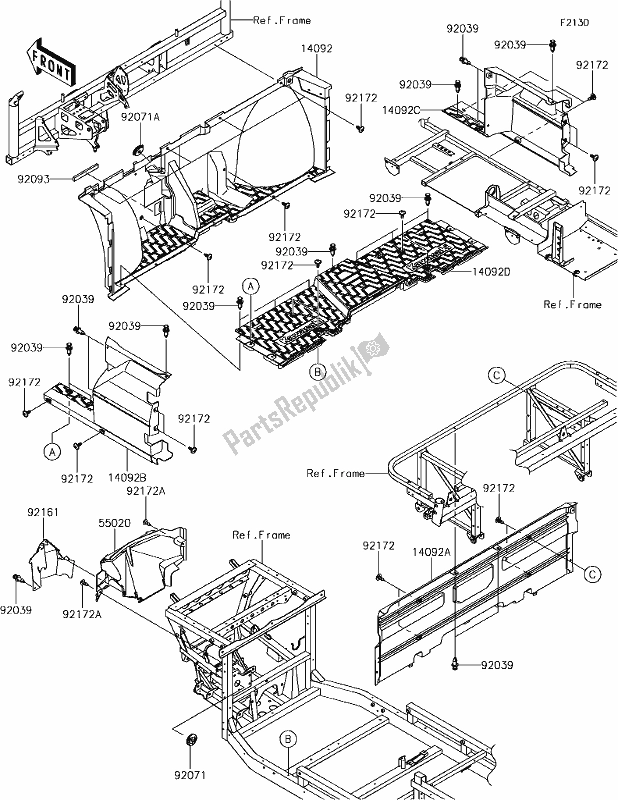 All parts for the 30 Frame Fittings(front) of the Kawasaki KAF 820 Mule Pro-fxt LE 2019