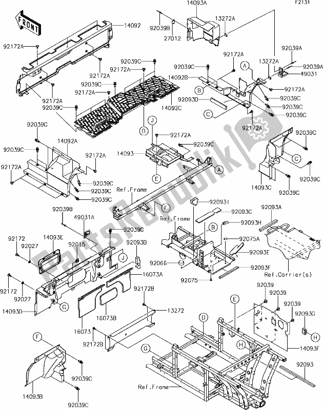 All parts for the 31-1frame Fittings(rear) of the Kawasaki KAF 820 Mule Pro-fxt LE 2019