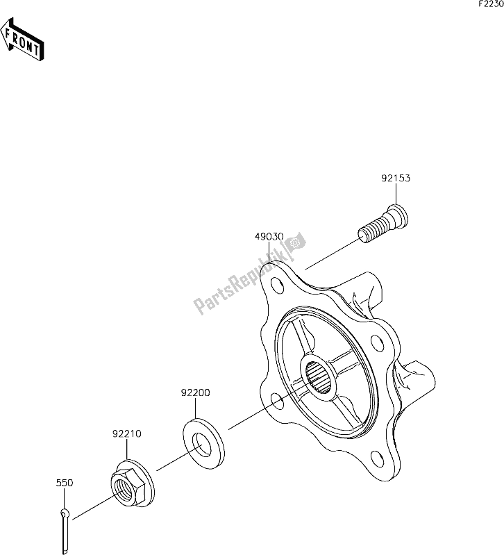 All parts for the 37 Front Hubs/brakes of the Kawasaki KAF 820 Mule Pro-fxt LE 2019