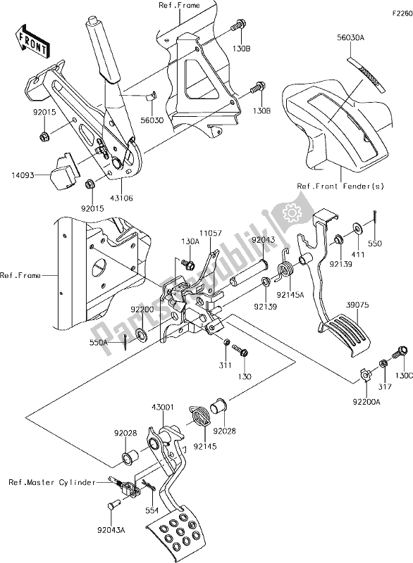 Wszystkie części do 39 Brake Pedal/throttle Lever Kawasaki KAF 820 Mule Pro-fxt LE 2019