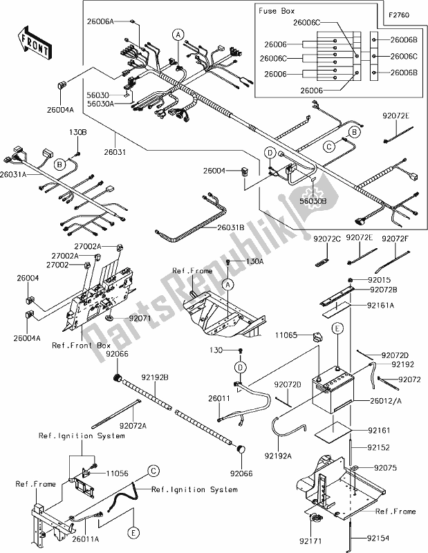 Wszystkie części do 56-1chassis Electrical Equipment Kawasaki KAF 820 Mule Pro-fxt LE 2019