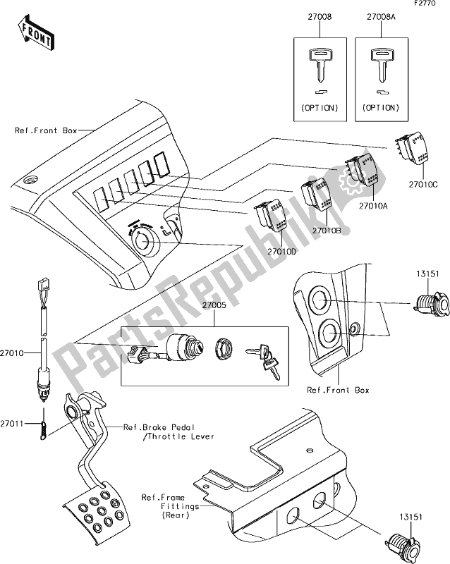 Toutes les pièces pour le 57 Ignition Switch du Kawasaki KAF 820 Mule Pro-fxt LE 2019
