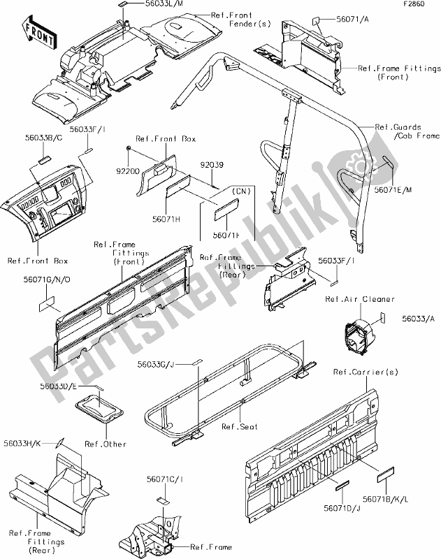 All parts for the 59 Labels of the Kawasaki KAF 820 Mule Pro-fxt LE 2019