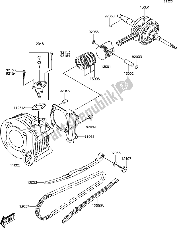 All parts for the B-8 Crankshaft/piston(s) of the Kawasaki KFX 50 2017