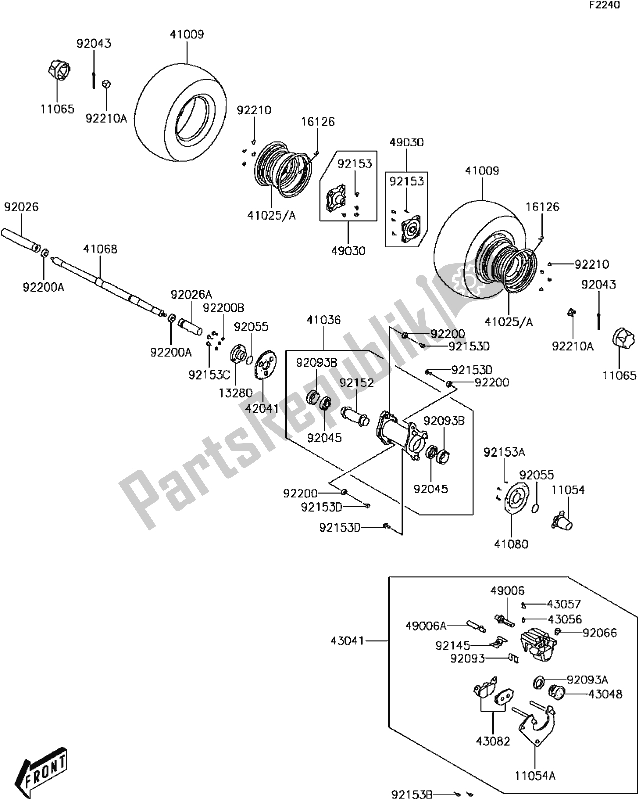 All parts for the D-11rear Hub(2/2) of the Kawasaki KFX 50 2017