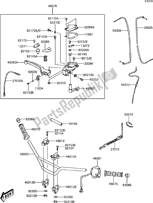 Toutes les pièces pour le D-13handlebar(1/2) du Kawasaki KFX 50 2017