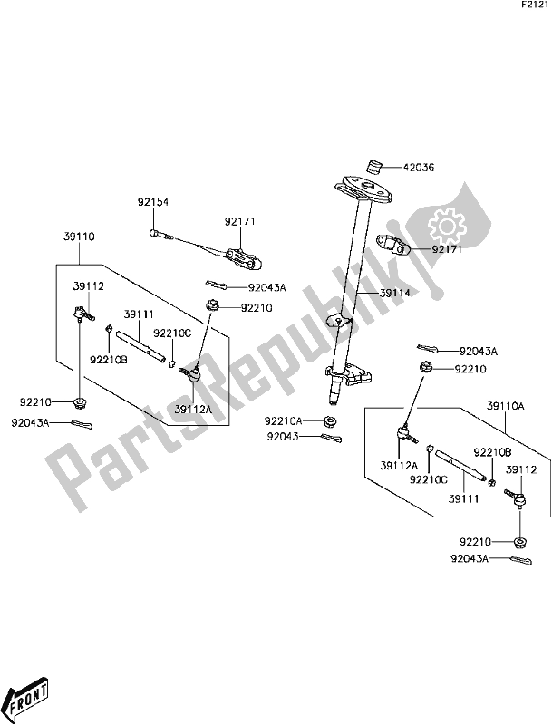 Tutte le parti per il D-4 Steering Shaft del Kawasaki KFX 50 2017