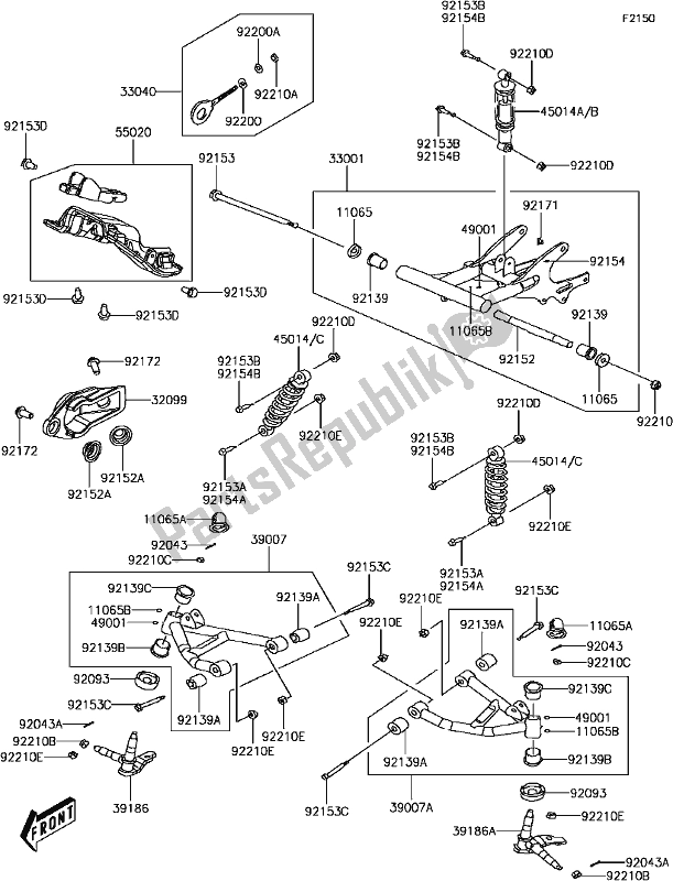 All parts for the D-5 Suspension(1/2) of the Kawasaki KFX 50 2017