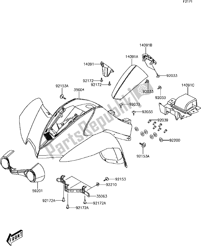 All parts for the D-7 Front Fender(s) of the Kawasaki KFX 50 2017