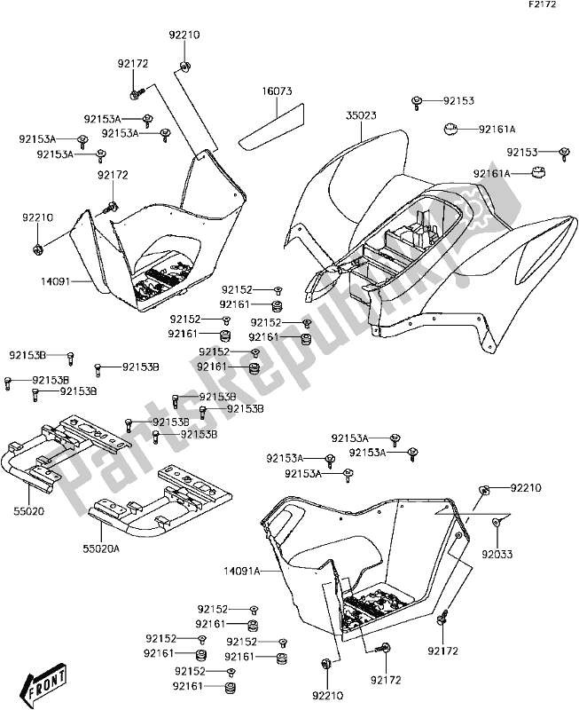 Tutte le parti per il D-8 Rear Fender(s) del Kawasaki KFX 50 2017