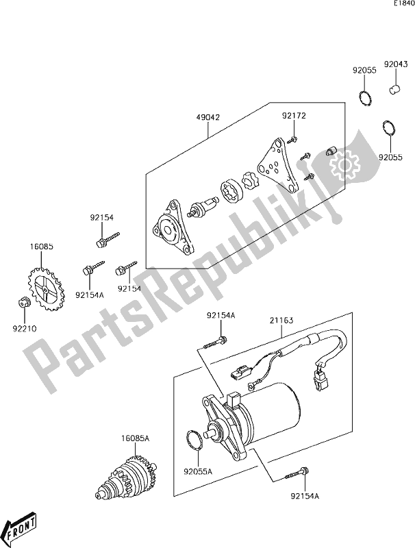 All parts for the 13 Starter Motor of the Kawasaki KFX 50 2019